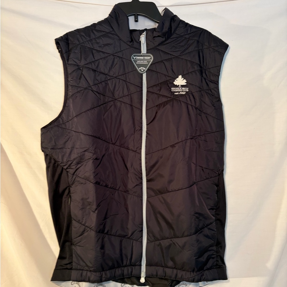 Callaway weather series Black Quilted Zip-Up GOLF Vest with Leaf Logo size XL